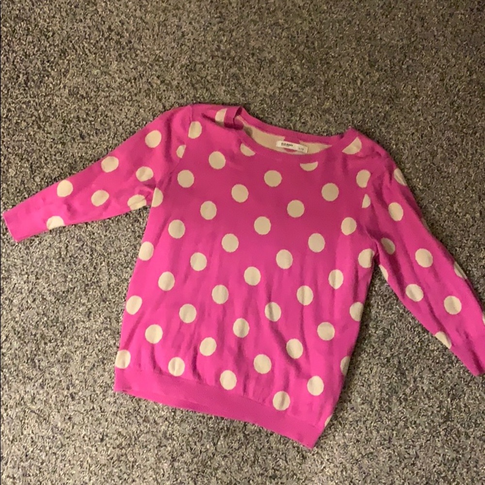 Old Navy pink and tan polka dot sweater